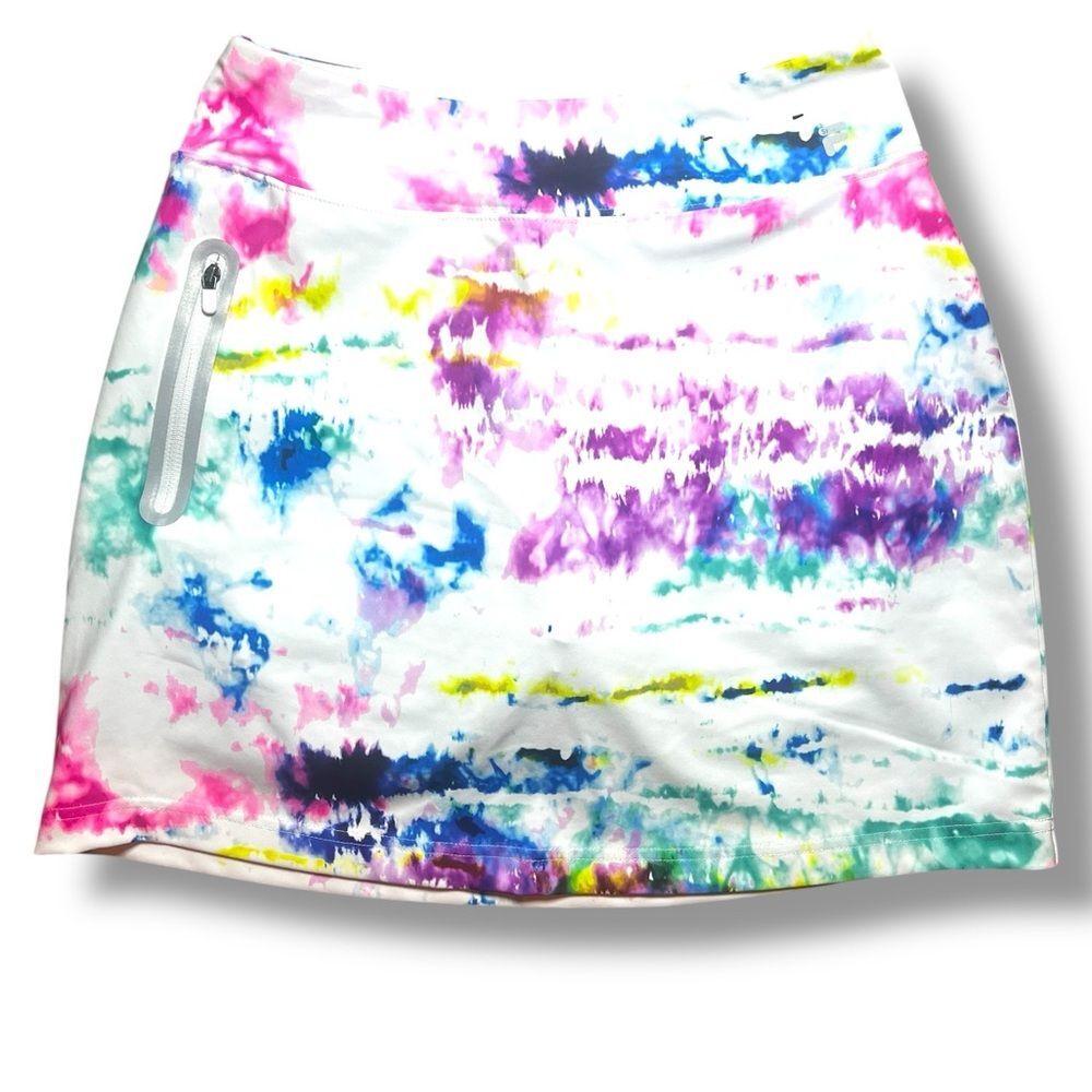 Fila Sport Women's Colorful Tie-Dye Skirt/Skort Size XS Zippered Pocket Bright